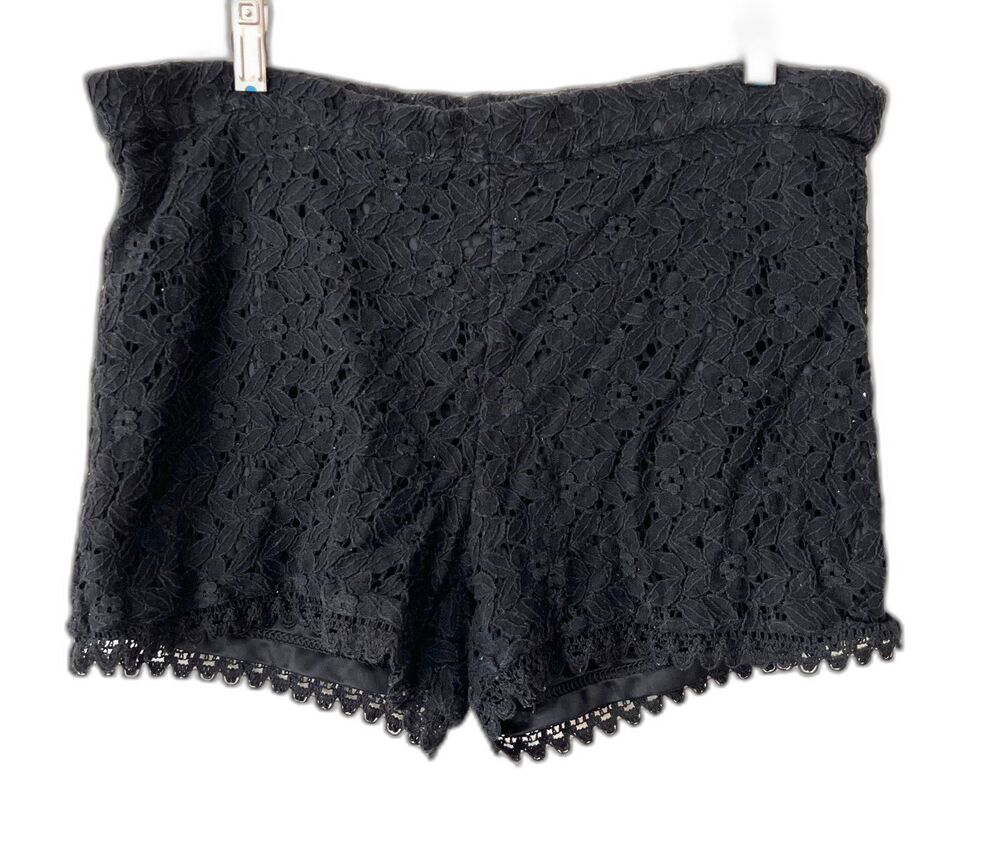 Womens Black Lace over Cotton Shorts by H&M sz Small - Picture 1 of 4